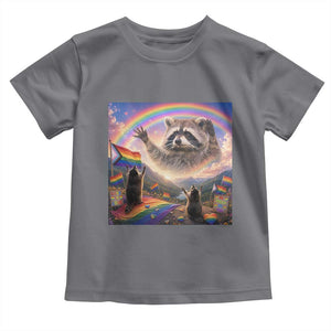 LGBTQ Pride Raccoon Rainbow Flag Toddler T Shirt Two Raccoons Howling to The Rainbow TS14 Charcoal Print Your Wear