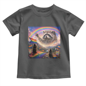 LGBTQ Pride Raccoon Rainbow Flag Toddler T Shirt Two Raccoons Howling to The Rainbow TS14 Dark Heather Print Your Wear