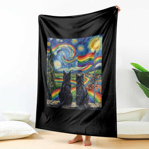 Cat Gay Pride Throw Blanket Starry Night Style LGBTQ Pride Support