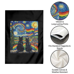 Cat Gay Pride Garden Flag Starry Night Style LGBTQ Pride Support TS14 Print Your Wear