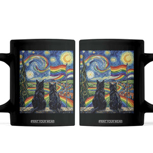 Cat Gay Pride Coffee Mug Starry Night Style LGBTQ Pride Support