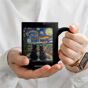 Cat Gay Pride Coffee Mug Starry Night Style LGBTQ Pride Support
