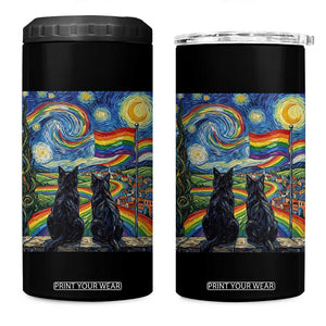 Cat Gay Pride 4 in 1 Can Cooler Tumbler Starry Night Style LGBTQ Pride Support TS14 One Size: 16 oz Black Print Your Wear