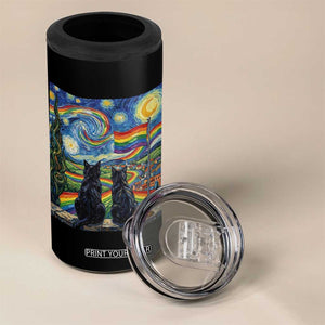 Cat Gay Pride 4 in 1 Can Cooler Tumbler Starry Night Style LGBTQ Pride Support TS14 Print Your Wear