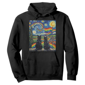 Cat Gay Pride Hoodie Starry Night Style LGBTQ Pride Support TS14 Black Print Your Wear