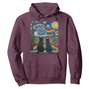 Cat Gay Pride Hoodie Starry Night Style LGBTQ Pride Support TS14 Maroon Print Your Wear
