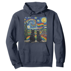 Cat Gay Pride Hoodie Starry Night Style LGBTQ Pride Support TS14 Navy Print Your Wear