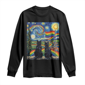 Cat Gay Pride Long Sleeve Shirt Starry Night Style LGBTQ Pride Support TS14 Black Print Your Wear