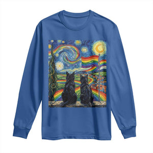 Cat Gay Pride Long Sleeve Shirt Starry Night Style LGBTQ Pride Support TS14 Royal Blue Print Your Wear