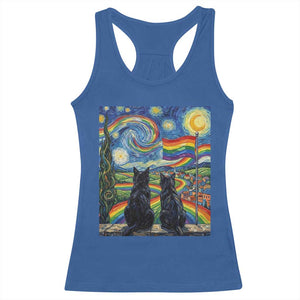 Cat Gay Pride Racerback Tank Top Starry Night Style LGBTQ Pride Support TS14 Royal Blue Print Your Wear