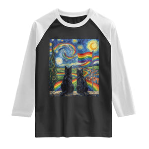 Cat Gay Pride Raglan Shirt Starry Night Style LGBTQ Pride Support