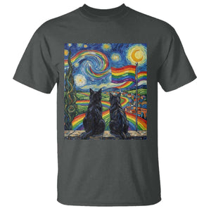Cat Gay Pride T Shirt Starry Night Style LGBTQ Pride Support TS14 Dark Heather Print Your Wear