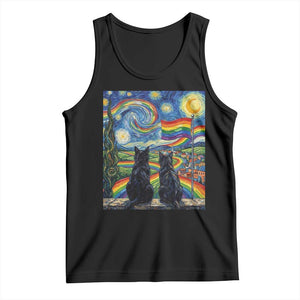 Cat Gay Pride Tank Top Starry Night Style LGBTQ Pride Support TS14 Black Print Your Wear