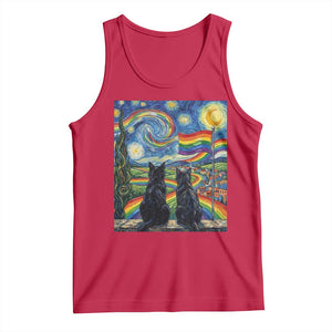 Cat Gay Pride Tank Top Starry Night Style LGBTQ Pride Support TS14 Red Print Your Wear