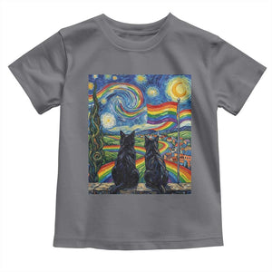 Cat Gay Pride Toddler T Shirt Starry Night Style LGBTQ Pride Support TS14 Charcoal Print Your Wear