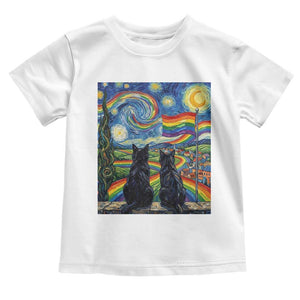 Cat Gay Pride Toddler T Shirt Starry Night Style LGBTQ Pride Support TS14 White Print Your Wear