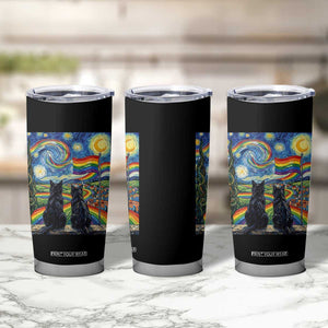 Cat Gay Pride Tumbler Cup Starry Night Style LGBTQ Pride Support TS14 Print Your Wear
