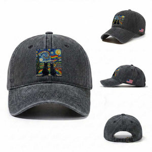 Cat Gay Pride Washed Cotton Baseball Cap Starry Night Style LGBTQ Pride Support