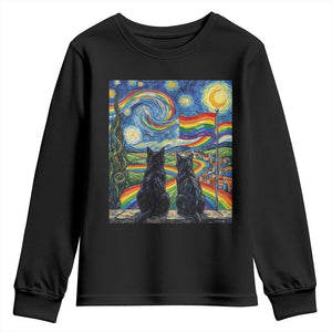 Cat Gay Pride Youth Sweatshirt Starry Night Style LGBTQ Pride Support