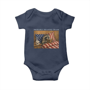 Probably Reading Trash Racoon Baby Onesie Funny Racoon Book Lover 4th of July