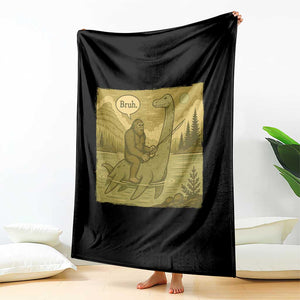 Funny Bigfoot Fishing Throw Blanket Sasquatch Loch Ness Monster Introvert Bruh TS14 Print Your Wear