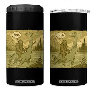 Funny Bigfoot Fishing 4 in 1 Can Cooler Tumbler Sasquatch Loch Ness Monster Introvert Bruh TS14 One Size: 16 oz Black Print Your Wear