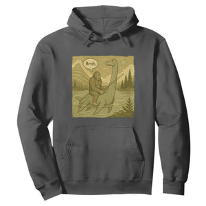 Funny Bigfoot Fishing Hoodie Sasquatch Loch Ness Monster Introvert Bruh TS14 Dark Heather Print Your Wear