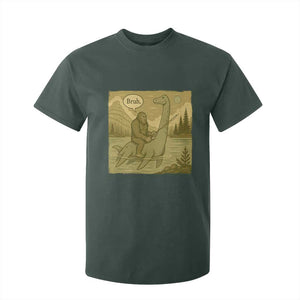 Funny Bigfoot Fishing T Shirt For Kid Sasquatch Loch Ness Monster Introvert Bruh TS14 Dark Forest Green Print Your Wear