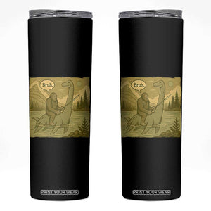 Funny Bigfoot Fishing Skinny Tumbler Sasquatch Loch Ness Monster Introvert Bruh TS14 Black Print Your Wear