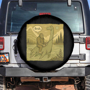Funny Bigfoot Fishing Spare Tire Cover Sasquatch Loch Ness Monster Introvert Bruh TS14 No hole Black Print Your Wear