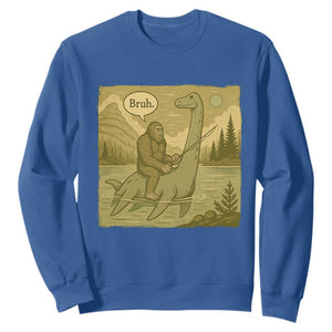 Funny Bigfoot Fishing Sweatshirt Sasquatch Loch Ness Monster Introvert Bruh TS14 Royal Blue Print Your Wear