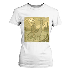 Funny Bigfoot Fishing T Shirt For Women Sasquatch Loch Ness Monster Introvert Bruh TS14 White Print Your Wear