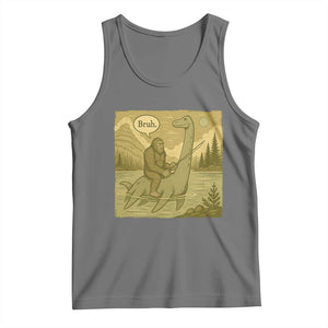 Funny Bigfoot Fishing Tank Top Sasquatch Loch Ness Monster Introvert Bruh TS14 Black Heather Print Your Wear