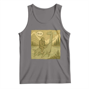 Funny Bigfoot Fishing Tank Top Sasquatch Loch Ness Monster Introvert Bruh TS14 Deep Heather Print Your Wear