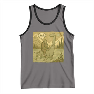 Funny Bigfoot Fishing Tank Top Sasquatch Loch Ness Monster Introvert Bruh TS14 Deep Heather Black Print Your Wear