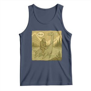 Funny Bigfoot Fishing Tank Top Sasquatch Loch Ness Monster Introvert Bruh TS14 Navy Print Your Wear
