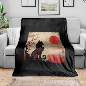 Kawaii Anime Cat Japanese Cherry Blossom Throw Blanket TS14 Print Your Wear