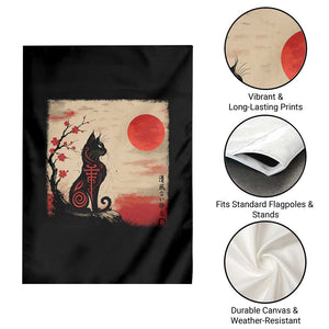 Kawaii Anime Cat Japanese Cherry Blossom Garden Flag TS14 Print Your Wear