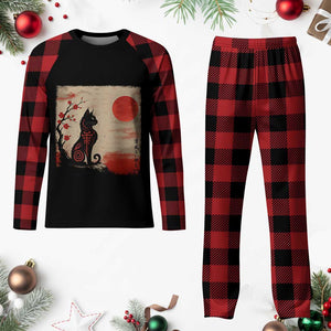 Kawaii Anime Cat Japanese Cherry Blossom Plaid Pajama Set TS14 Buffalo Plaid Print Your Wear