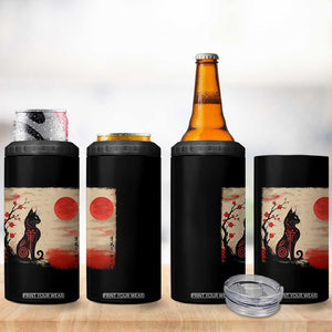 Kawaii Anime Cat Japanese Cherry Blossom 4 in 1 Can Cooler Tumbler TS14 Print Your Wear
