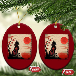 Kawaii Anime Cat Japanese Cherry Blossom Ceramic Ornament TS14 Print Your Wear
