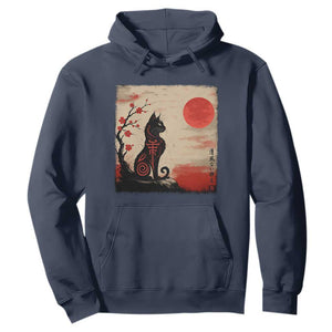 Kawaii Anime Cat Japanese Cherry Blossom Hoodie TS14 Navy Print Your Wear