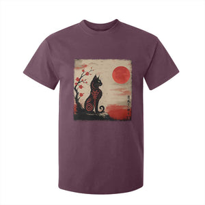 Kawaii Anime Cat Japanese Cherry Blossom T Shirt For Kid TS14 Maroon Print Your Wear