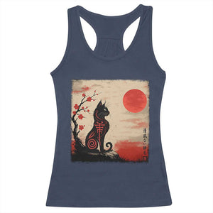 Kawaii Anime Cat Japanese Cherry Blossom Racerback Tank Top TS14 Navy Print Your Wear