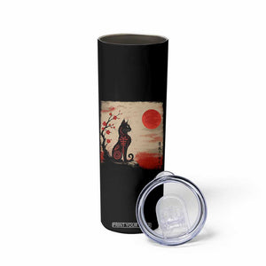 Kawaii Anime Cat Japanese Cherry Blossom Skinny Tumbler TS14 Print Your Wear