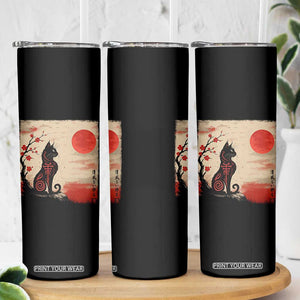 Kawaii Anime Cat Japanese Cherry Blossom Skinny Tumbler TS14 Print Your Wear