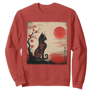 Kawaii Anime Cat Japanese Cherry Blossom Sweatshirt TS14 Red Print Your Wear