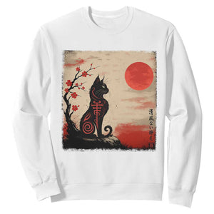 Kawaii Anime Cat Japanese Cherry Blossom Sweatshirt TS14 White Print Your Wear