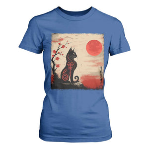 Kawaii Anime Cat Japanese Cherry Blossom T Shirt For Women TS14 Royal Blue Print Your Wear