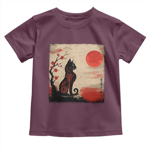 Kawaii Anime Cat Japanese Cherry Blossom Toddler T Shirt TS14 Maroon Print Your Wear